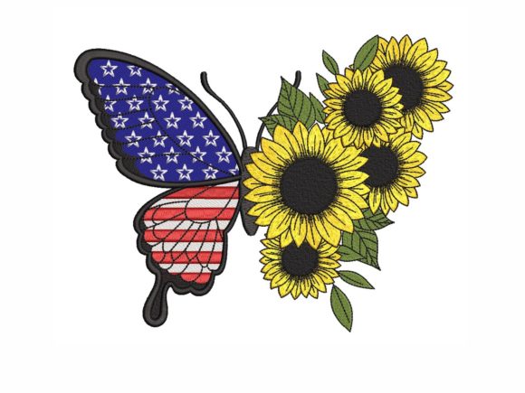 American Flag Sunflower Butterfly