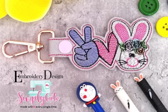 In the Hoop Love Cute Rabbit Snap Tab